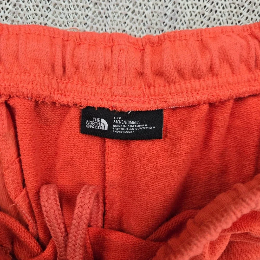 The North Face Shorts Men Large Orange Cotton Simple Logo Fleece Casual Athletic